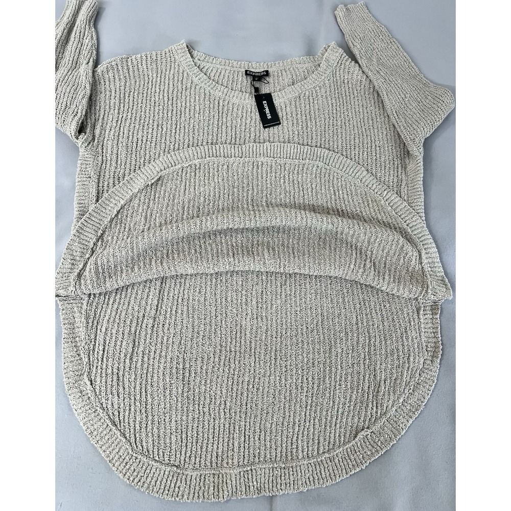 Express Beige Knit circle Hem Sweater Size Small NWT Women's - Picture 9 of 12